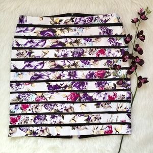 WHBM Striped Floral Pencil Skirt Size 6